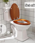 Two Pack Dog Themed White Ceramic Toilet Bolt Caps Easy Install Screw Covers for Bathroom Decor on tiled bathroom floor