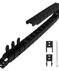 15x15mm Semi Enclosed Drag Chain Cable Carrier For CNC Machines - Black Plastic, 1 Meter Length, End Connectors Included