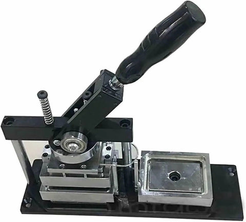 DIY Badge Maker Machine With Fridge Magnets And Paper Cutter 100 Piece Button Making Kit Square 90x65mm metal lever close-up