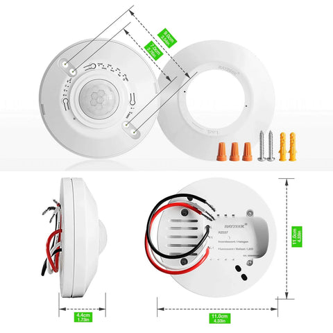 Ceiling Motion Sensor Light Switch With 360 Degree Occupancy Sensor 10A 120V Hardwired High Sensitivity PIR Detector components