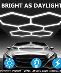 Hexagon Garage LED Light 168W Honeycomb Ceiling Panel 6500K RGB 20736LM Super Bright Five Grid Hex for Garages