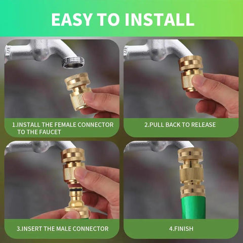 Installation process of Solid Brass Garden Hose Quick Connect Set With Three Quarter Inch Thread Fittings Leakproof Male and Female Adapters