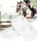 2X Breakaway Jump Cup Adapters For Horses With Locking Latches And Automatic Release in front of horse jumping obstacle