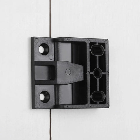10 Pack Push In Panel Connectors For Furniture Quick Fit Bracket Clips For Kitchen Cabinets Wardrobes Beds Tables And Storage Units Press In For Easy Install And Strong Hold, black plastic connector mounted on white surface