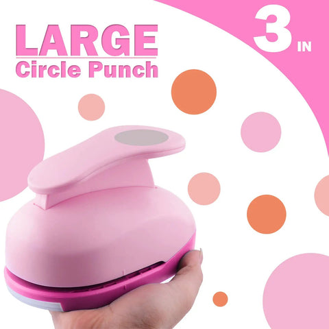 Totally Worth It 3 Inch Circle Craft Punch Pink For DIY Projects, extra large 75mm round hole puncher held in hand