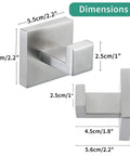 Dimensions of Two Pack Matte Black Bath Towel Hooks Wall Mounted Beefy Heavy Duty Stainless Steel 304 Coat Hooks For Bathroom And Kitchen Waterproof Antirust Durable Finish