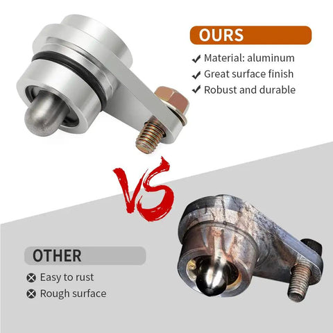 Reverse Lockout Solenoid Delete Kit for T56 and TR6060 Transmissions, CNC Machined Aluminum, Secure Clip Design, Dual Spring System with Standard and Soft Springs, Adjustable Resistance for Custom Shifts, Easy Install, Performance Upgrade comparing aluminum and rusted part