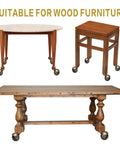 Wood tables and chair with 2 Inch Antique Brass Casters Set Of 4 Heavy Duty Ball Caster Wheels for smooth movement and floor protection