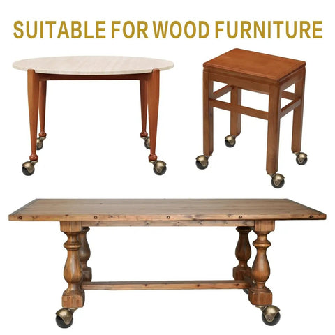 Table and stools with Antique Brass 2 Inch Heavy Duty Furniture Casters 8 Pack Bulk Set With 5/16 By 1-1/2 Inch M8 Grip Neck And Sleeve Plugs Vintage Ball Wheels For Furniture Smooth 360 Degree Swivel Quiet Roll On Hardwood Floors