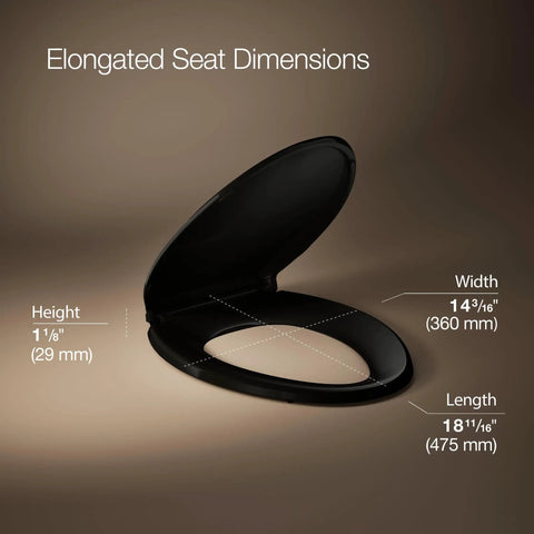 ReadyLatch Elongated Toilet Seat With Slow Close Quiet Lid, Contoured Grip Tight Bumpers, Above Bowl Installation Hardware