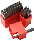 Beefy Heavy Duty Steel Stamp Set 36 Piece Uppercase Letters And Numbers 1 Sixteenth Inch 1.5mm Hand Stamping Kit in red case