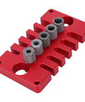 3-In-1 Dowel Jig Drill Guide Block for Woodworking, Aluminum Alloy Hole Locator with bushings, red body