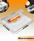 150 Sheets Insulation Aluminum Foil Sandwich Wrapping Paper Sheets 10.75 x 14 Inches with sandwich illustration