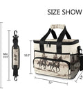 Desert Cowboys Insulated Lunch Bag With Shoulder Strap Reusable Cooler Tote showing dimensions and design details, 15L capacity.