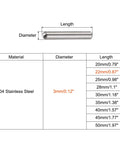 3x22mm Dowel Pins In 304 Stainless Steel, Round Head With Flat Chamfered End, 10 Pc Set For Shelves And Bunk Beds, diagram view