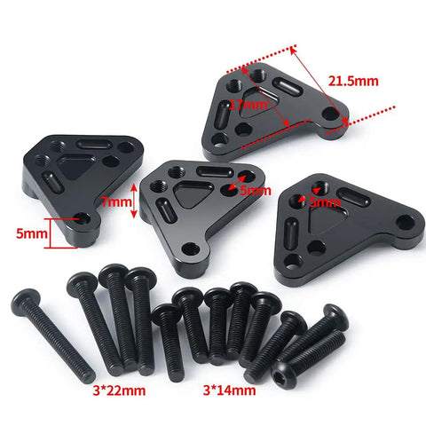 Adjustable Shock Towers Heightener For 1 To 10 Scale RC Car And Traxxas Maxx WideMAXX, black metal pieces and screws