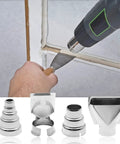Four Pcs Heat Gun Nozzle Kit Pro Grade Stainless Steel Reflector Nozzle Curved Nozzle And Round Nozzles used on window frame