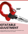 Heavy Duty Forged Car Front Bumper Tow Hook With Secure European Screw On Trailer Eye Ring And Snap Closure Lock Pin, red rotatable towing hook.