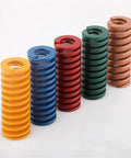 Durable 2pcs Spiral Stamping Compression Springs Made From Tough Alloy Steel For Heavy Duty Hold Down Mechanical Support In Diy Shops Or Industrial Projects At 75mm Length Perfect For Any Rigged Setup displayed in colorful coils.
