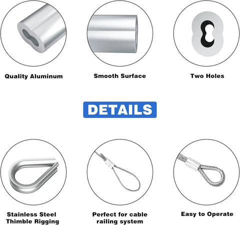 Heavy Duty Wire Rope Crimping Tool Kit With 2.0Mm Cap Crimper And 140 Pcs Aluminum Ferrule Loop Sleeves Plus 10 Pcs Stainless Steel Thimble Assortment