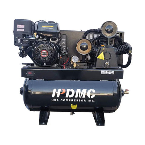 13HP Gas Air Compressor With Electric Start 30Gal ASME Tank Delivers 24CFM At 180PSI Industrial Piston Pump Powered By Gasoline Engine Includes Free 4L Synthetic Oil For Heavy Duty Use