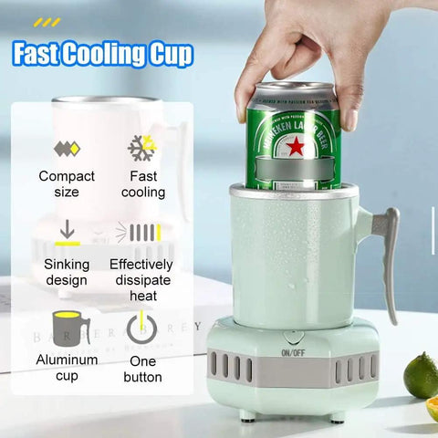 Portable Electric Drink Chiller With Aluminum Mug Keeps Your Beverages Ice Cold Fridge Free for beer can cooling at home.