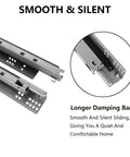 Close-up of Two Pairs Undermount Drawer Slides With Soft Close Built Tough 10 Inch Full Extension Bottom Mount heavy-duty steel