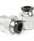 Pneumatic Push To Connect Fittings, Straight Male Quick Connectors, One Quarter Inch Tube OD To Three Eighths Inch NPT Thread, Copper And Plastic Construction, Handles Up To 145 Psi, Suitable For PU PA Tubing, Pack Of Two