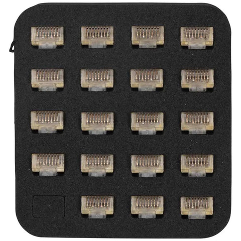 LanMap Kit VDV526055 RJ45 Mapping System For Up To 19 Locations, Fast Multi Location ID, cable testers on black foam pad.