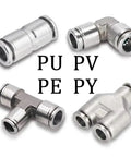 Heavy Duty Rust Proof 304 Stainless Steel Pneumatic Air Hose Fittings With Quick Release Coupling, various shapes for high pressure connections.