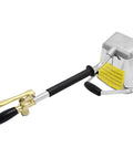 Heavy Duty Mortar Sprayer And Stucco Gun With Large Hopper For Fast Cement Work Smooth Operator Great For Home Renovations Or Big Job Sites Straight Up Construction Beast, close-up view of the nozzle and handle.
