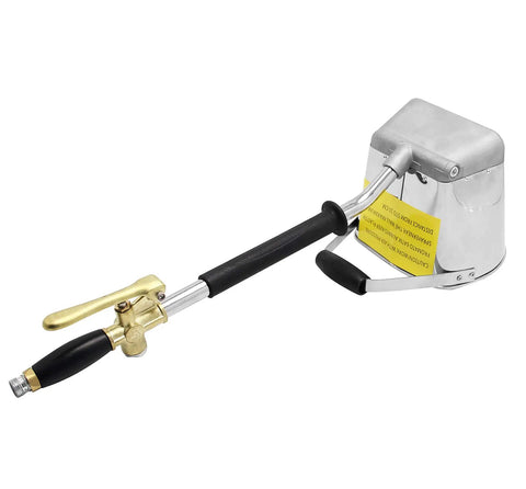 Heavy Duty Mortar Sprayer And Stucco Gun With Large Hopper For Fast Cement Work Smooth Operator Great For Home Renovations Or Big Job Sites Straight Up Construction Beast, close-up view of the nozzle and handle.