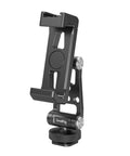 Bangin Universal Phone Holder Mount With Cold Shoe And Quick Release Clamp rock steady black metal holder for smartphones on tripods.