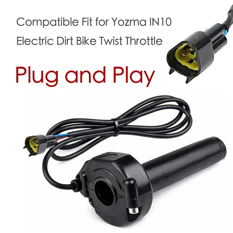 Full Twist Throttle Handle With Rolling Bearing And Cable Kit For IN10 Valtinsu Strike Shadow SX Electric Dirt Bike Includes Male Connector Black Built