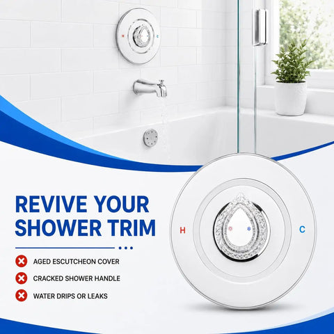 Chrome Shower Faucet Trim Kit Compatible With Moen Chateau Standard Valve Fits 1220 And 1225 Cartridges Easy Hot Cold Markings For Quick Install on chrome shower trim in tub wall