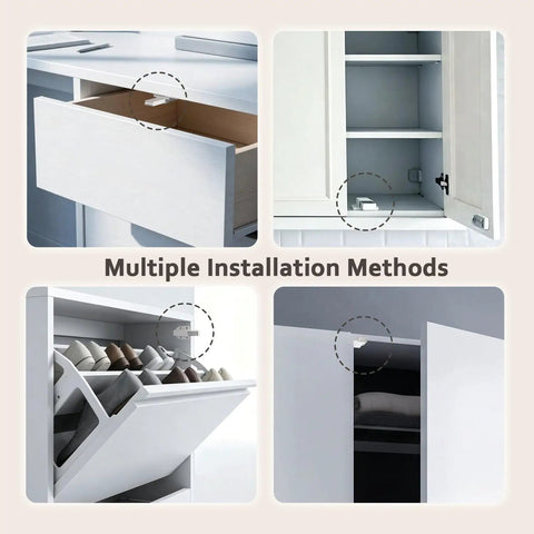 Push To Open Cabinet Latch Kit Magnetic Drawer Catch With Strong Hold Handle Free Cabinet Hardware 2 Pack For Seamless Soft Open And Modern No Knob Design installed on white cabinet doors