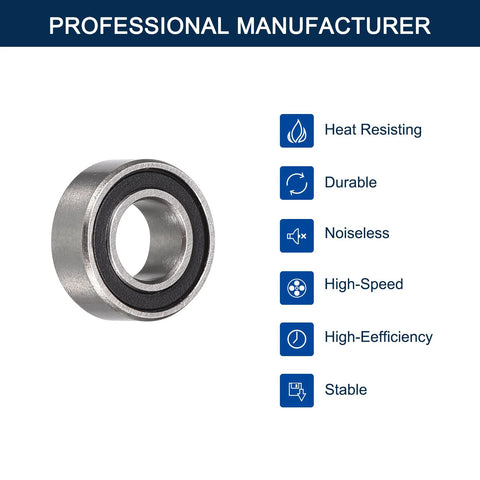 Front view of HiPicco MR74-2RS deep groove ball bearing, 4x7x2.5 mm, double rubber seal, chrome steel