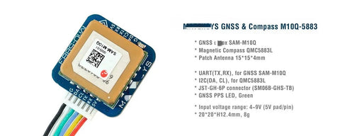 Dope 20x20mm Drone GPS Module With QMC5883L Compass For Precise Heading And Orientation Compatible With Quadcopters UAVs RC Planes And DIY Builds Part M10Q 5883 showing circuit board and connectors