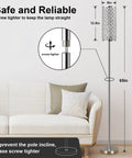 Lit Crystal Floor Lamp With Sparkling K9 Crystal Shade For Living Room Bedroom Dorm Office Or Hotel Tall Modern Glam