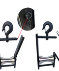 Industrial Cable Pulley System For Large Scale Laying With 6.3 Inch Steel Sheaves And 4000 Pound Capacity, side view of hooks and sheaves.