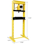 Hardcore 12 Ton Hydraulic Shop Press With Pressure Gauge And Rock Solid Steel Frame Bottle Jack Rig for automotive repair, 52-3/8 inches tall.