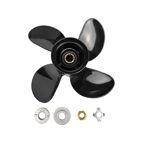 Propeller 10.6 x 12 Pitch for Mercury Outboard 25-70 HP Aluminum Prop with 13 Spline Tooth, Right Hand Rotation, Hub Nut Kit Included