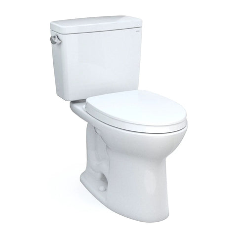 Top Shelf Two Piece Elongated Toilet Featuring Universal Height And 1.6 GPF Tornado Flush System For Hassle Free Grime Control And Reliable Everyday Bathroom Comfort In Crisp White