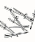 Massive 230 Piece Pop Rivets Kit With Hard Carry Case Nine SAE Aluminum Blind Rivets For Auto Bike Metalwork And DIY Repairs Quick Assembly And Strong Hold, aluminum blind rivets close-up