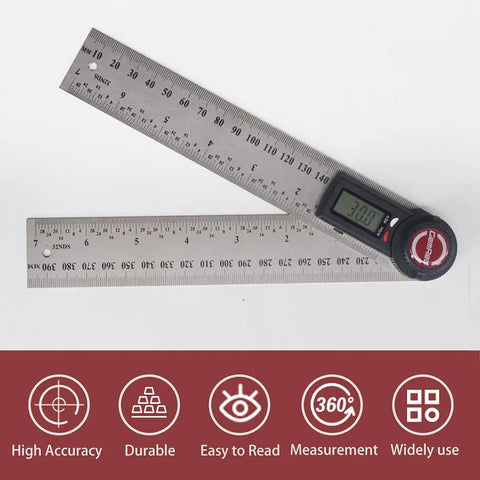 Seven Inch Stainless Steel Digital Angle Finder Delivers Killer Precision Within Point Three Degrees For Woodworking And Construction heavy duty with digital display.