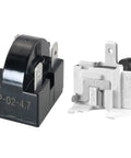 Fridge Compressor Starter Relay Kit 4.7 Ohm 3 Pin PTC Relay With Overload Protector Replacement Pack for Refrigerators, two parts