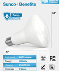 BR30 LED Flood Bulbs For Recessed Cans, 850 Lumens, 11W, Dimmable Indoor Lighting For Cozy Vibe, 2700K Soft White, E26 Base