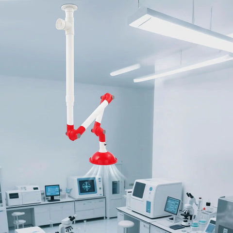 Lab Exhaust Vent With 14.76 Inch Diameter 360 Degree Rotating Fume Hood Extractor For Laboratories Ceiling Mount Durable PP Aluminum Alloy