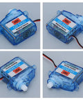 Ultra Light Micro Coreless Digital Servo Set Of Four 4.3g GH S43D for RC Planes, showcasing blue casing and wiring
