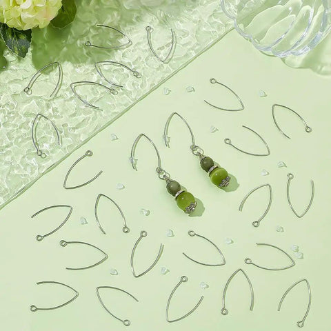 V Shape Stainless Steel Earring Hooks 0.7mm Pin Ear Wires With Loop For Dangle Earrings Great For DIY Jewelry Making with beads and hooks